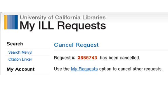 ILL cancel request screen