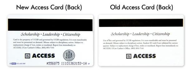 Samples of new, old Access ID cards