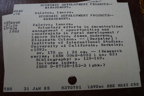 old card catalog card