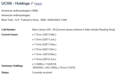 When looking at a full record, you can see specific issue information