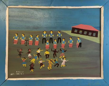 Painting by Mr. Canute Caliste of dancers and musicians on Carriacou.