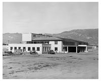 Photograph of construction of first library building, circa 1954