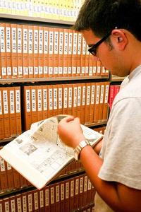 student using the East Asian collection