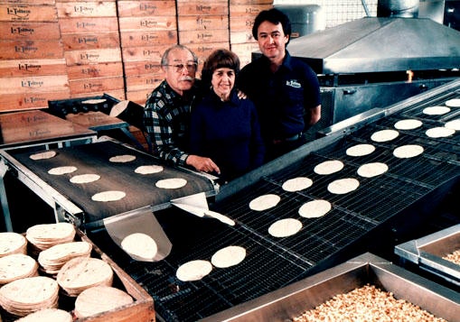 The Claveria's at their La Tolteca tortilla factory in Santa Barbara 