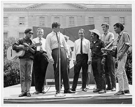 Senator Ted Kennedy, other senators, Luis Valdez, El Teatro Campesino members