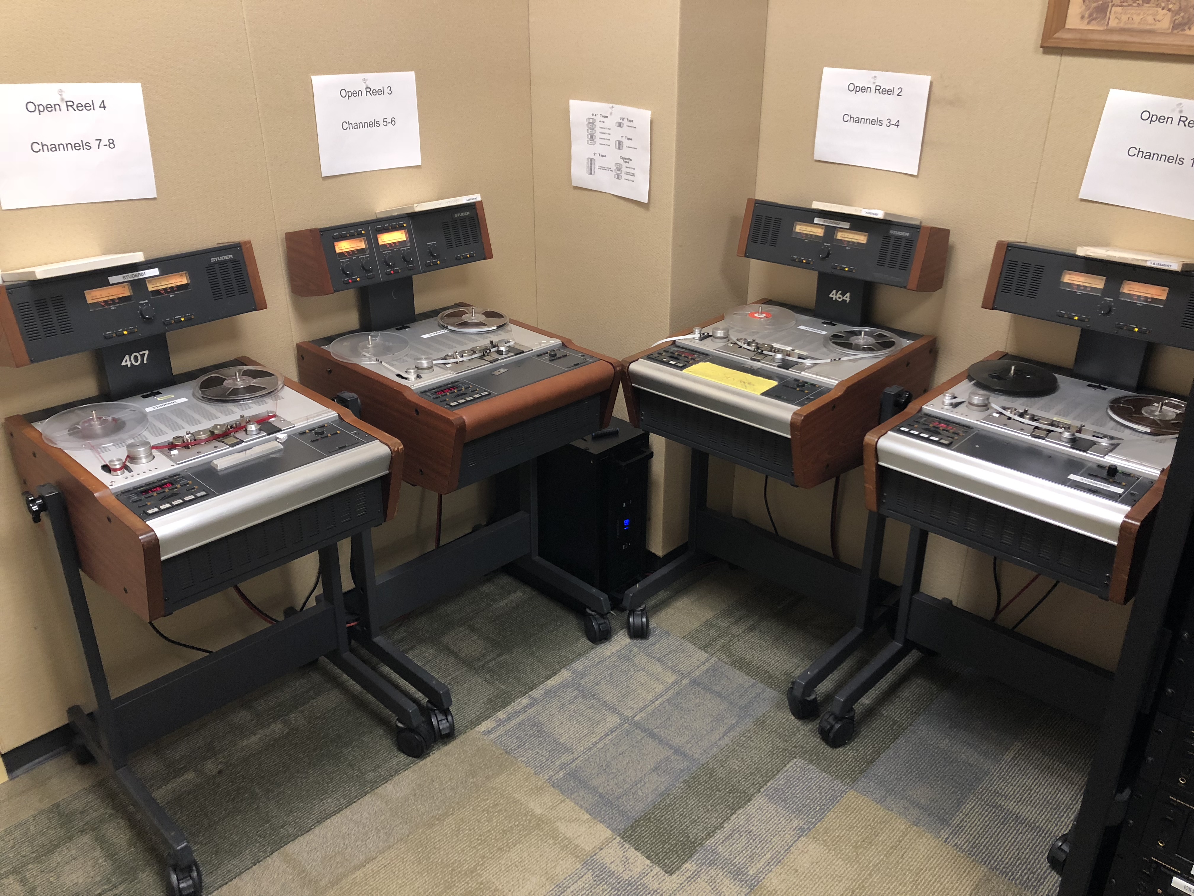 Studer open reel tape machines in Studio B