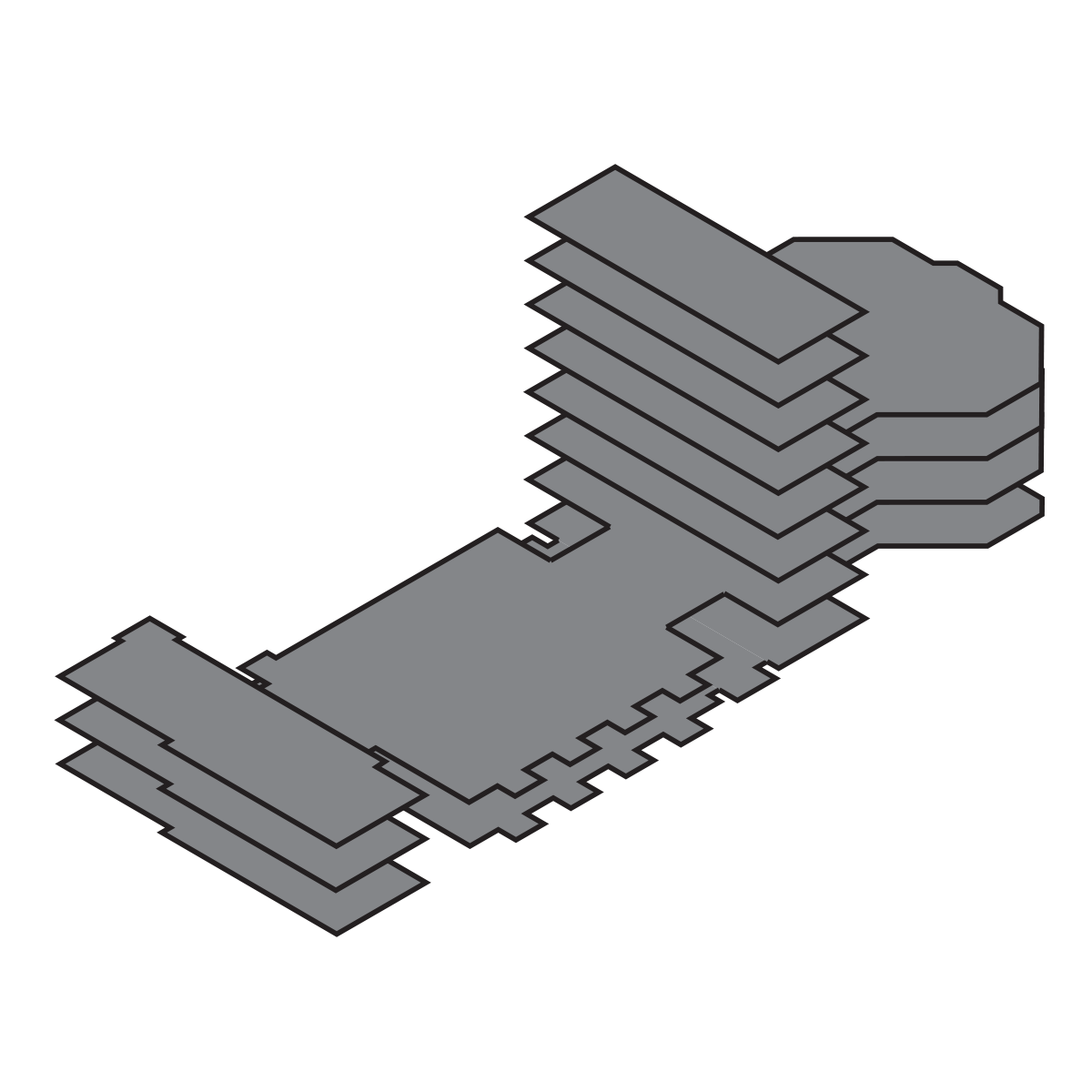 Library building diagram with all floors highlighted