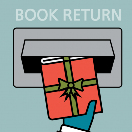 Illustration of a book being returned