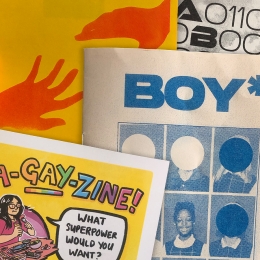A collage of zine covers from the collection