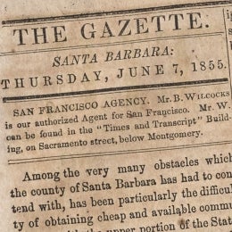 Clip from The Santa Barbara Gazette