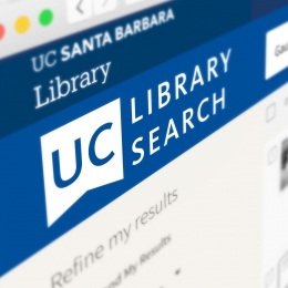 A web browser open to the UC Library Search page.