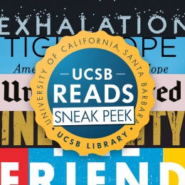 UCSB Reads Sneak Peek logo with book titles in background