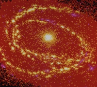Red and yellow galaxy, "M81" by Leonardo Celuque