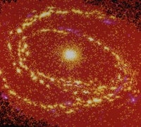 Red and yellow galaxy, "M81" by Leonardo Celuque