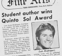 Newspaper clipping of Luis J. Rodríguez