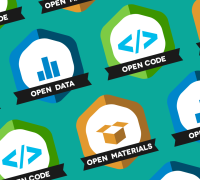 open research badges arranged in a grid