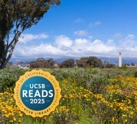 UCSB campus lagoon with spring wild flowers