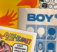 A collage of zine covers from the collection