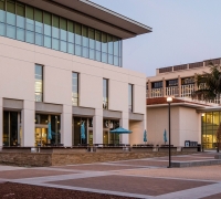 Exterior photo of the UCSB Library Mountain Side