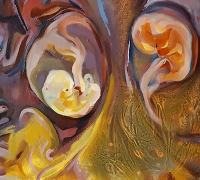 Painting of two human fetuses
