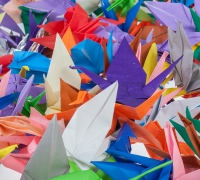 colorful paper cranes