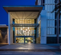 View of Library Entrance at Night