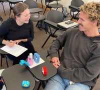 UCSB Bren School students using legos in a training provided by Library staff
