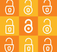 Grid of nine open lock icons