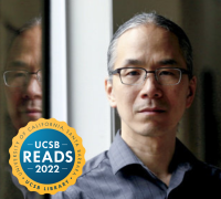 Ted Chiang Headshot with UCSB Reads badge in left bottome corner.