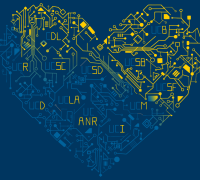 The UC campuses embedded in a heart made of circuits